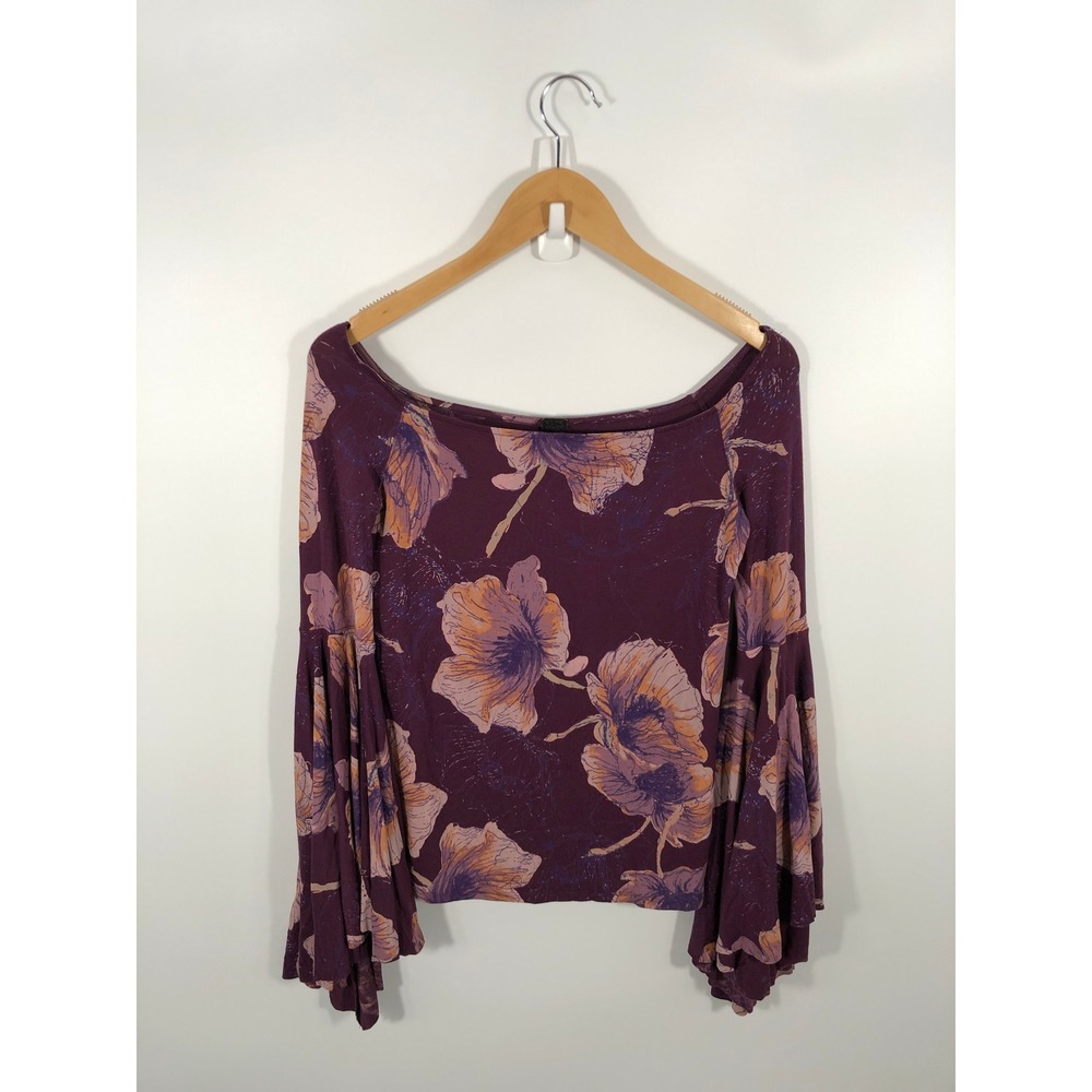 We The Free Birds of Paradise Flare Sleeve Blouse Womens M Purple Whimsigoth